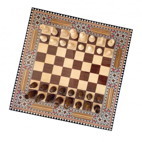 Juego Completo Tablero de ajedrez de Taracea de 40 cm Modelo Albaicin con Piezas