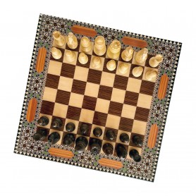 Juego Completo Tablero de ajedrez de Taracea de 40 cm Modelo Gomérez con Piezas