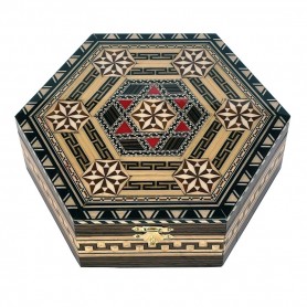 Polvera hexagonal de Taracea de 18 cm con espejo
