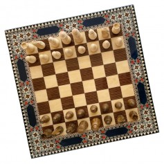 Complete Set 40 cm Inlaid Chess Board Generalife Model with Pieces