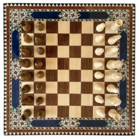 Complete Set 40 cm Inlaid Chess Board Alhambra Model with Pieces