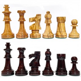 Staunton Chess Pieces in Varnished Olive Wood King Height 89 mm Natural Mahogany