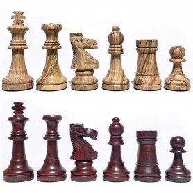 Staunton Chess Pieces in Natural Polished Olive Wood Mahogany