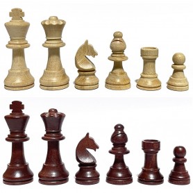 French Model Chess Pieces in Polished Boxwood King of 54 mm