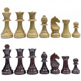 Glossy wooden Staunton Plumb Chess Pieces with 54 mm King.