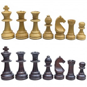 Matte wood Staunton Plumb Chess Pieces with 94 mm King.