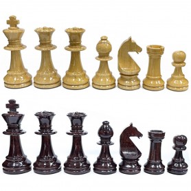 Glossy wooden Staunton Plumb Chess Pieces with 94 mm King.