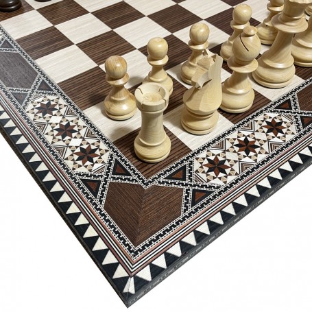 Complete Chess Board Set Inlaid Mahogany Matt Lacquered with Piecesany Matt Lacquered with Pieces