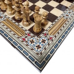 Complete Chess Board Kit of 40 cm Granada Inlay Glossy Lacquer with Pieces