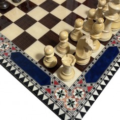 Complete Set 40 cm Inlaid Chess Board Albaicin Model with Pieces