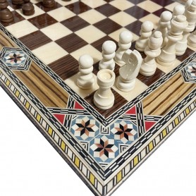 Juego Completo Tablero de ajedrez de Taracea de 30 cm Modelo Alhambra con Piezas