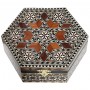 Hexagonal Taracea Inlaid jewelry box with mirror