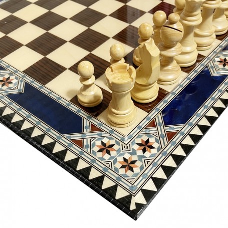 Kit Tablero de ajedrez de Taracea de 33 cm Modelo Alhambra con Piezas