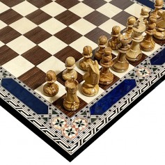 Complete Set 40 cm Inlaid Chess Board Generalife Model with Pieces