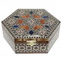 Hexagonal Taracea jewelry box with mirror