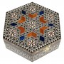 Hexagonal Taracea jewelry box with mirror